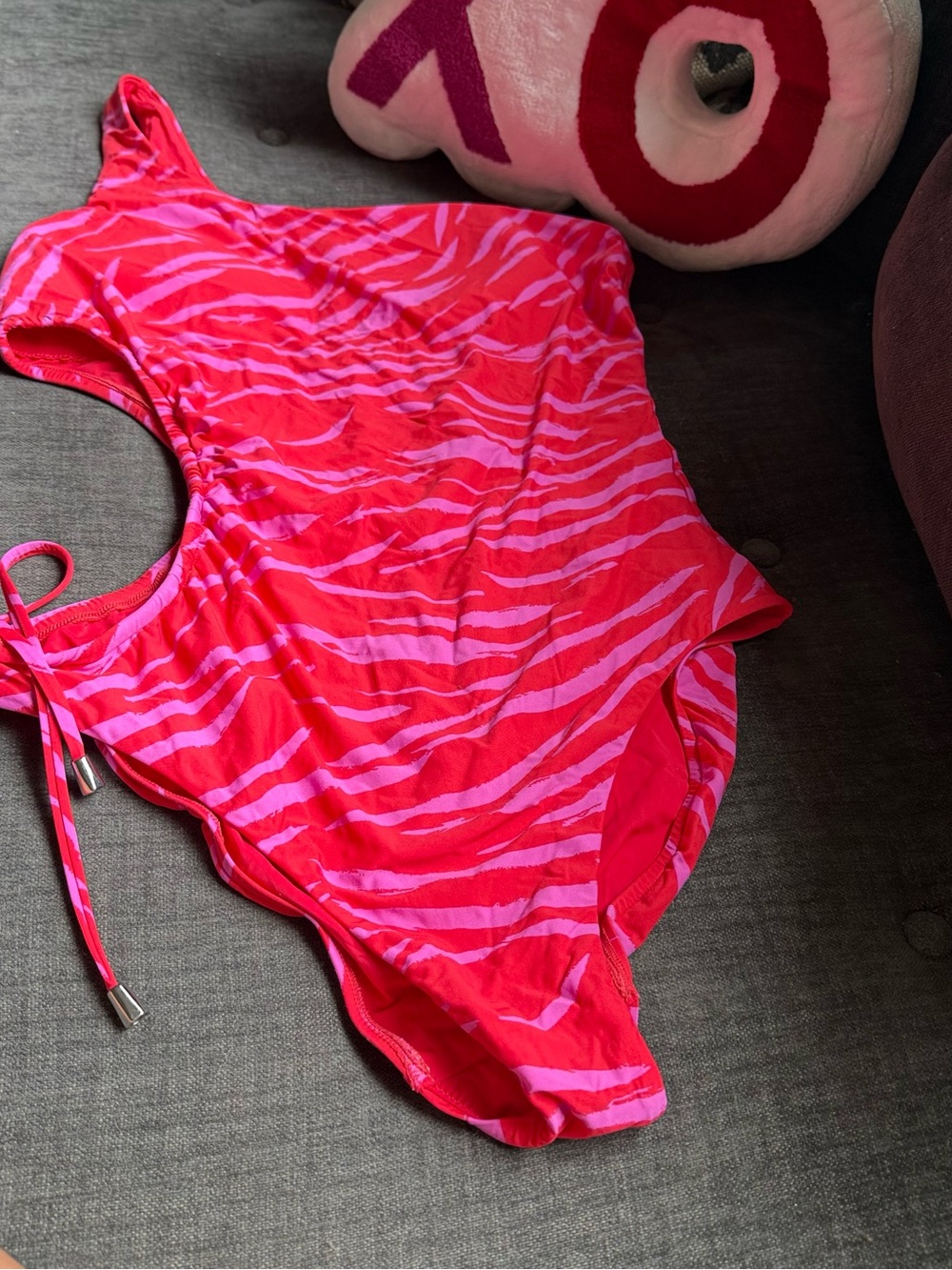 Seafolly Pink and Light Pink Zebra-Stripe Kids One-Piece